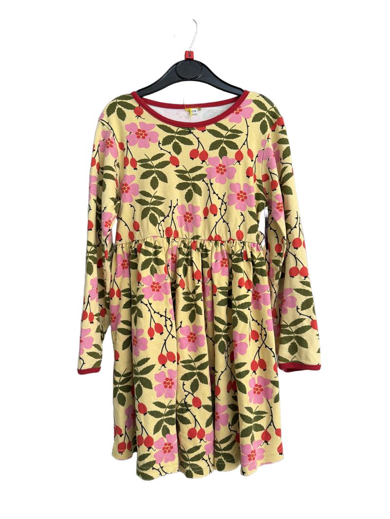 Preloved Duns - Yellow Pink Floral Pattern Long-sleeved Dress (8y)