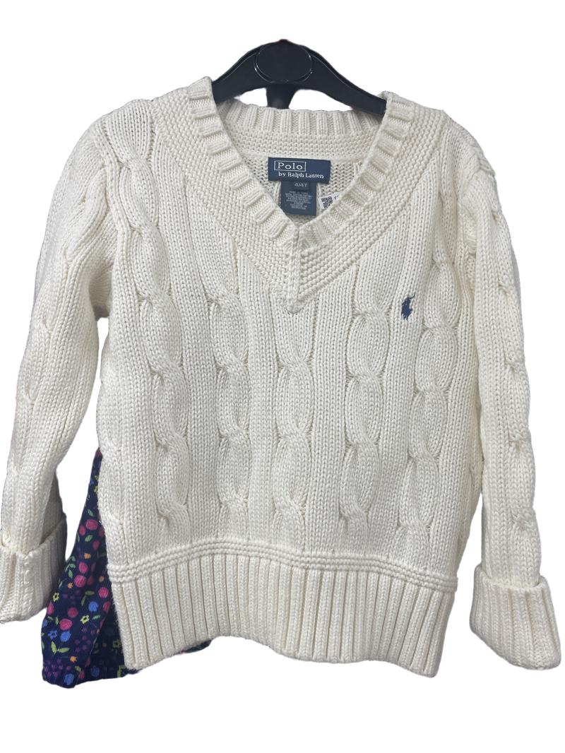 Preloved Polo Ralph Lauren - White Cable Knit Jumper (4-5y)