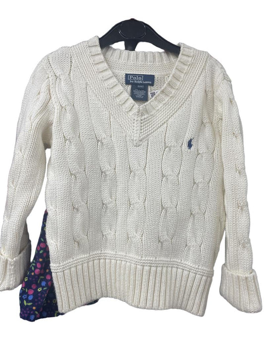 Preloved Polo Ralph Lauren - White Cable Knit Jumper (4-5y)