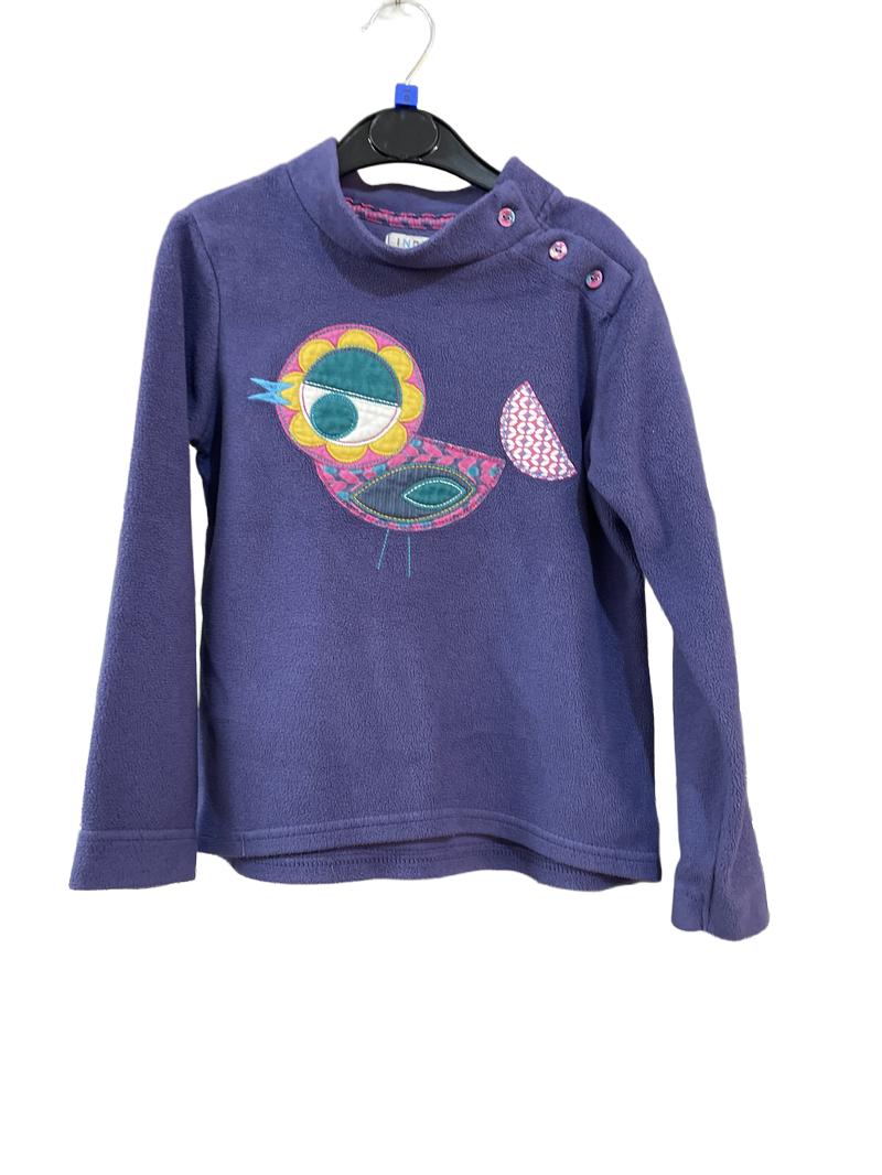 Preloved Indigo Collection - Purple Bird Fleece Top (6-7y)