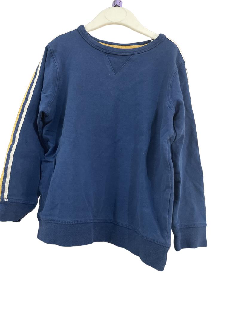 Preloved John Lewis - Blue Jumper, Yellow And White Arm Stripes. (3-4y)