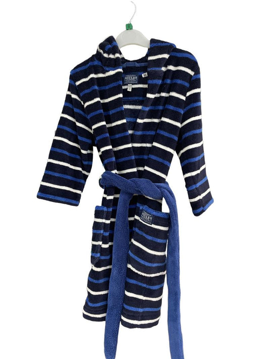 Preloved Joules - Navy White Stripe Dressing Gown Robe (5-6y)