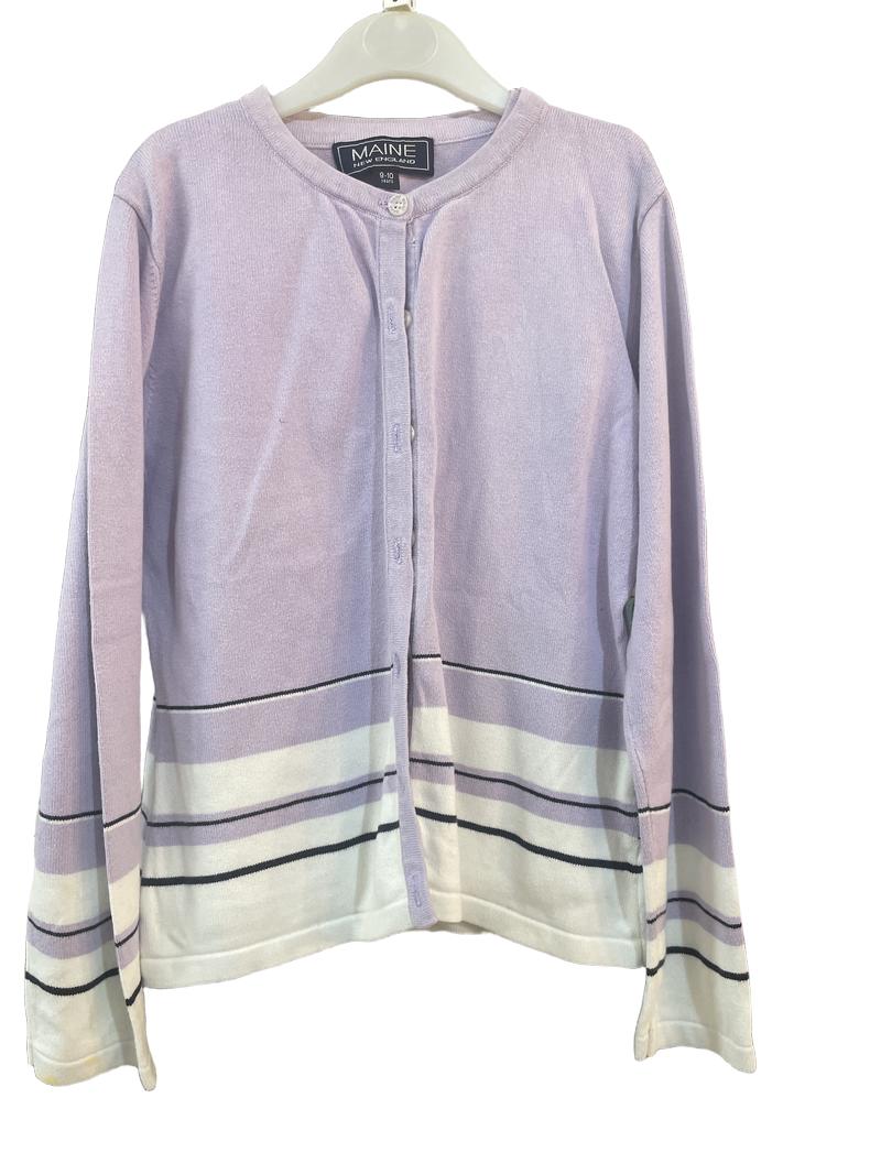 Preloved Maine - Lavender Stripe Button Sweater Set (9-10y)