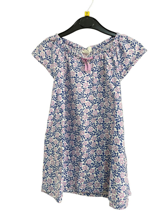 Preloved Mini Boden - Blue Purple Floral Print Flutter Sleeve Top (7-8y)