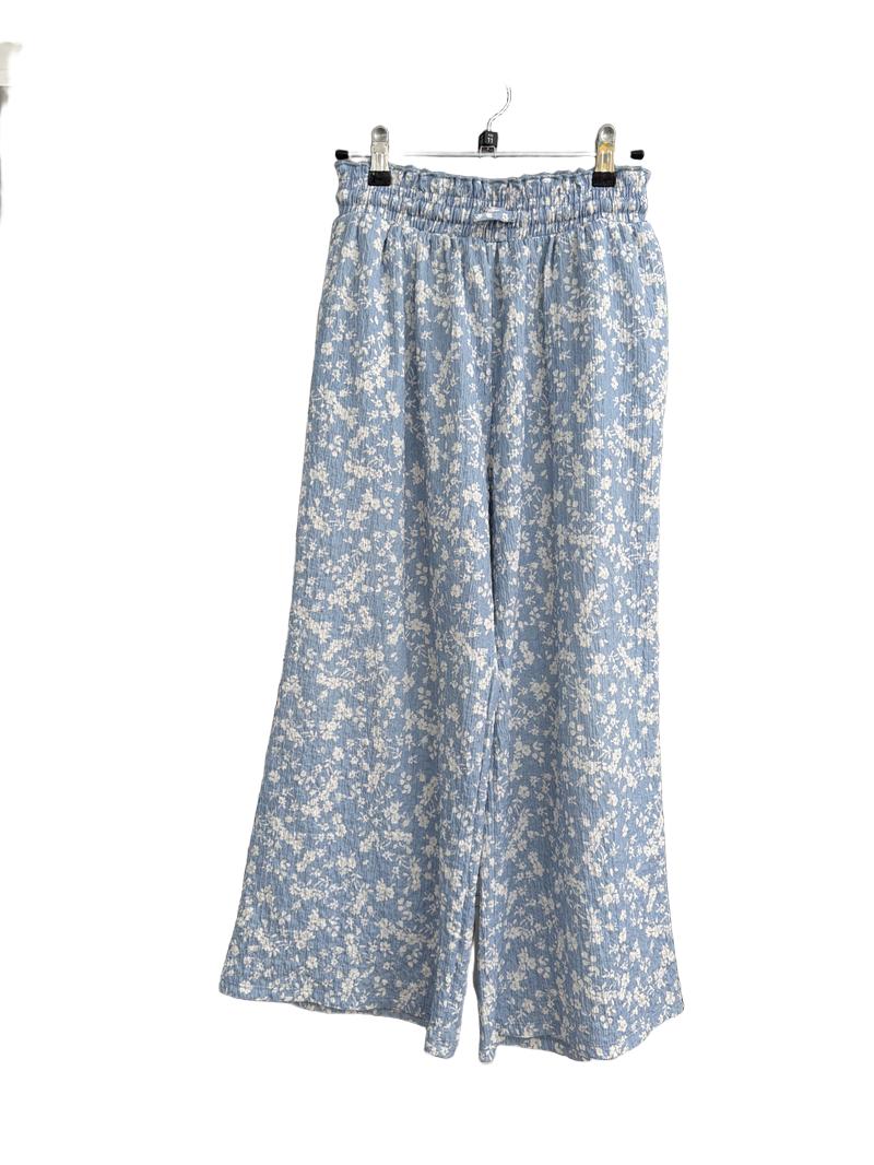 Preloved Next - Blue White Floral Print Swingy Trousers (11-12y)