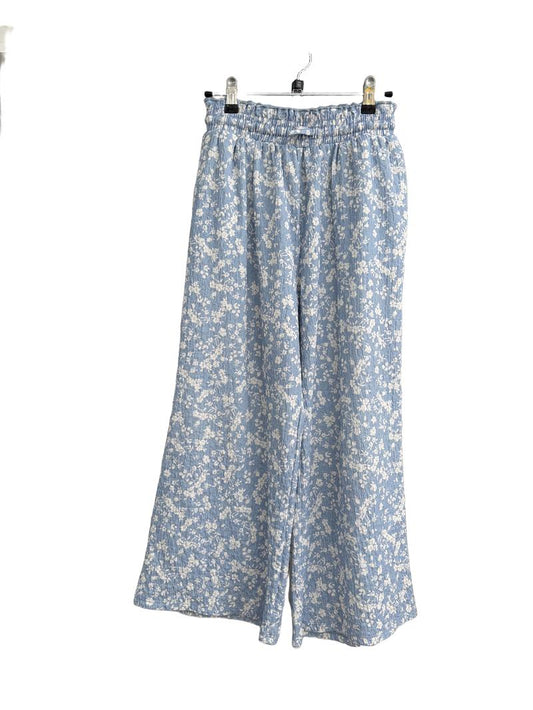 Preloved Next - Blue White Floral Print Swingy Trousers (11-12y)