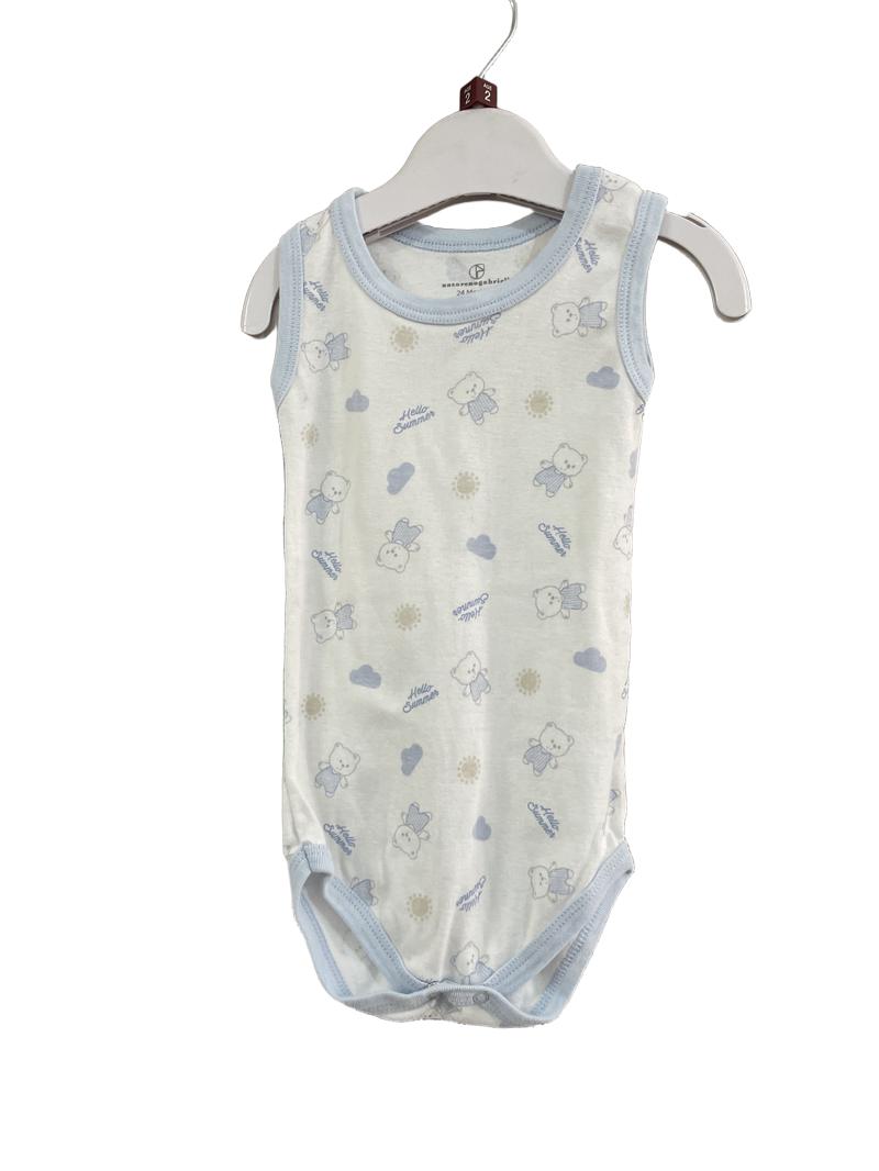 Preloved Nazareno Gabrielli - White Hello Summer Bear Sleeveless Onesie (2-3y)