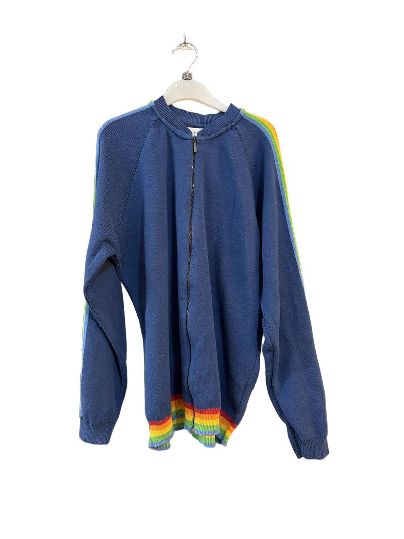 Preloved Kite - Navy Rainbow Knit Zip Cardigan (12-13y)