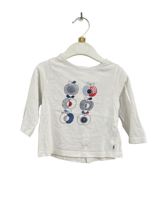Preloved Obaibi - White Apple Long-sleeved T Shirt (6-12m)