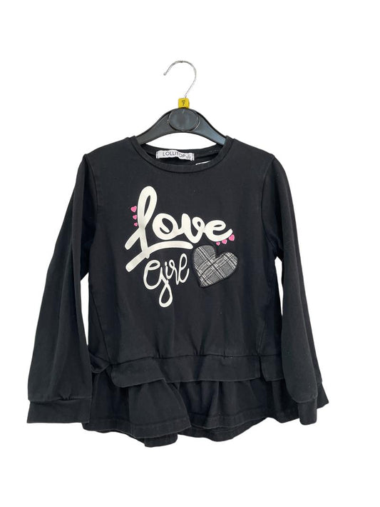 Preloved Lollitop - Black Love Girl Long-sleeved T Shirt (7-8y)