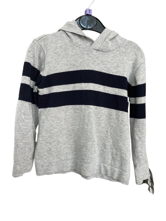 Preloved Okaidi - Knitted Grey Hoodie With Navy Stripes (3-4y)