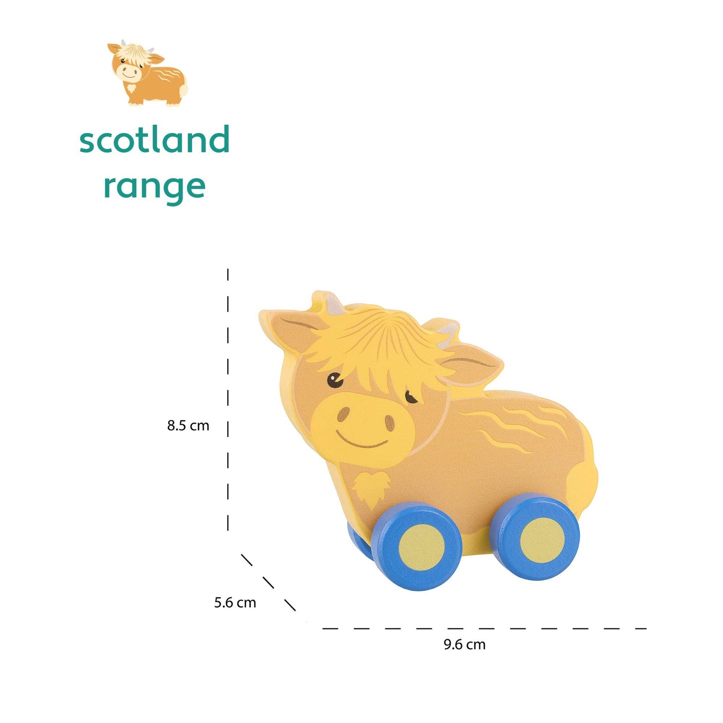 Highland Cow Wooden First Push Toy