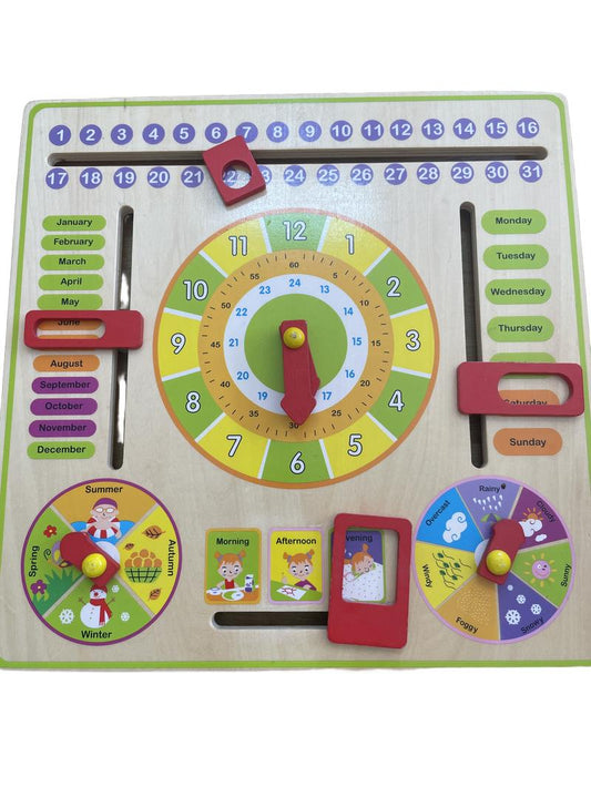 Preloved Toys - Wooden Learning Board/Toddler Calendar. Time, Date, Season, Weather. - Unknown Brand