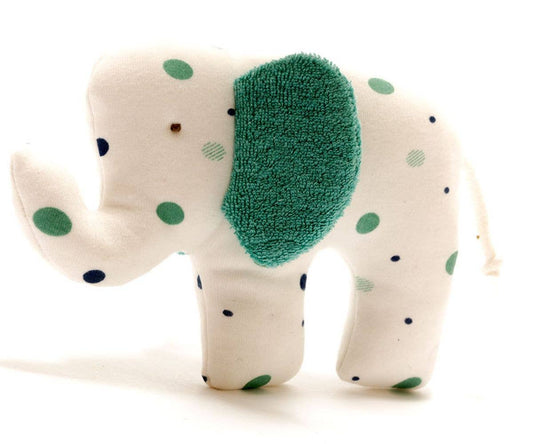 Elephant Baby Toy / Lovey - Organic Cotton Green Dots