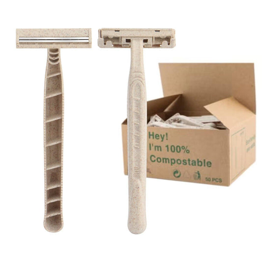Biodegradable Wheat Straw Disposable Razors - each