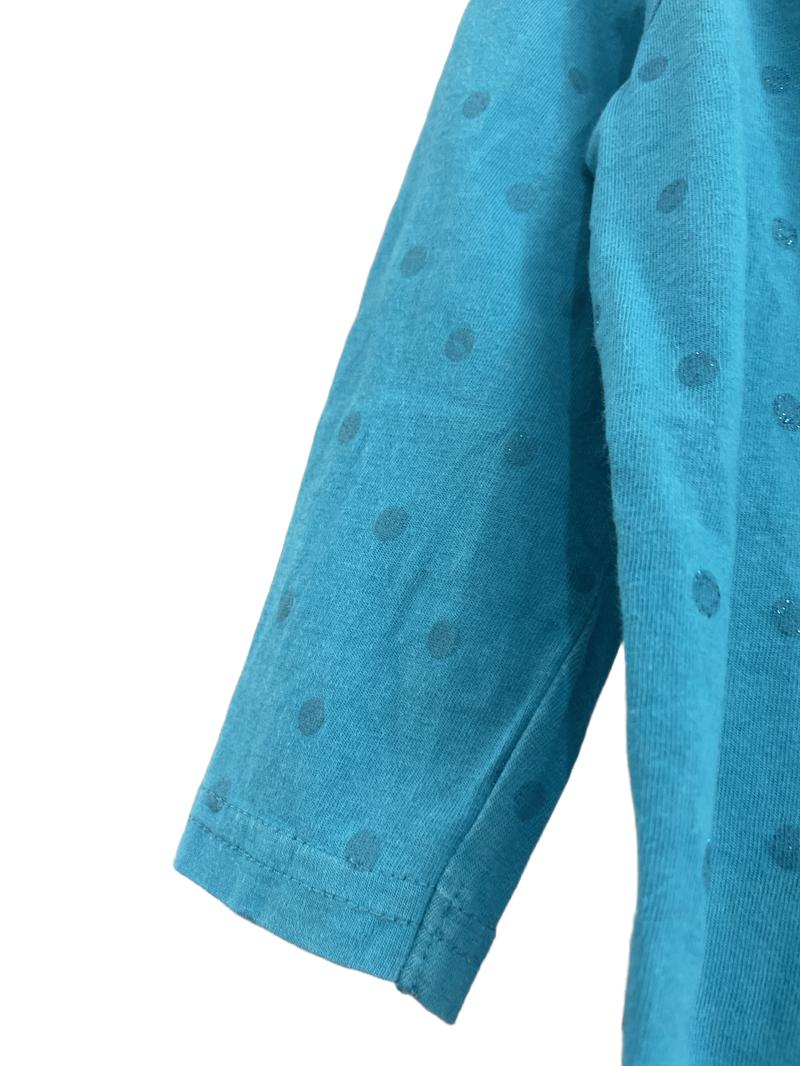 Preloved Marks & Spencer - Teal Long Sleeve Top With Glitter Polka Dots. (12-18m)