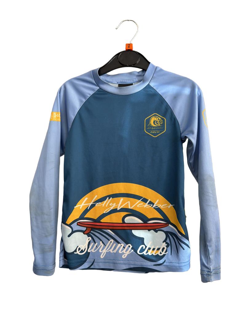 Preloved Helly Webber - Blue Surfing Club Long-sleeved Sun Protection Shirt (4-5y)