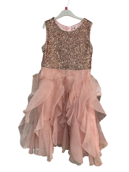 Preloved Monsoon - Pink Sequin Flutter Dress (10-11y)