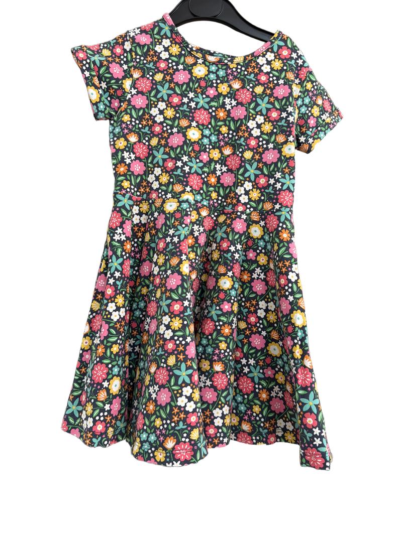 Preloved Frugi - Navy Floral Print Short-sleeved Dress (2-3y)