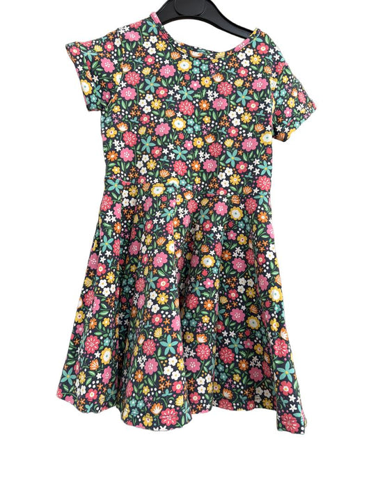 Preloved Frugi - Navy Floral Print Short-sleeved Dress (2-3y)