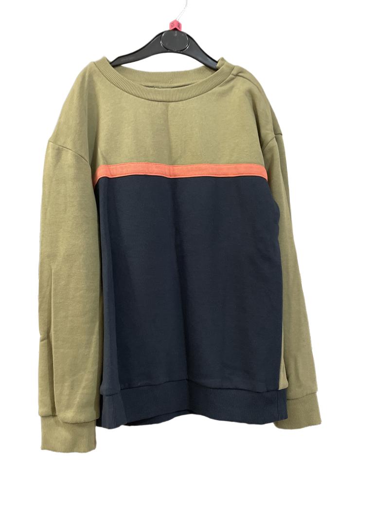 Preloved Marks & Spencer - Top - Olive Orange Black Color Block Sweatshirt (10-11y)