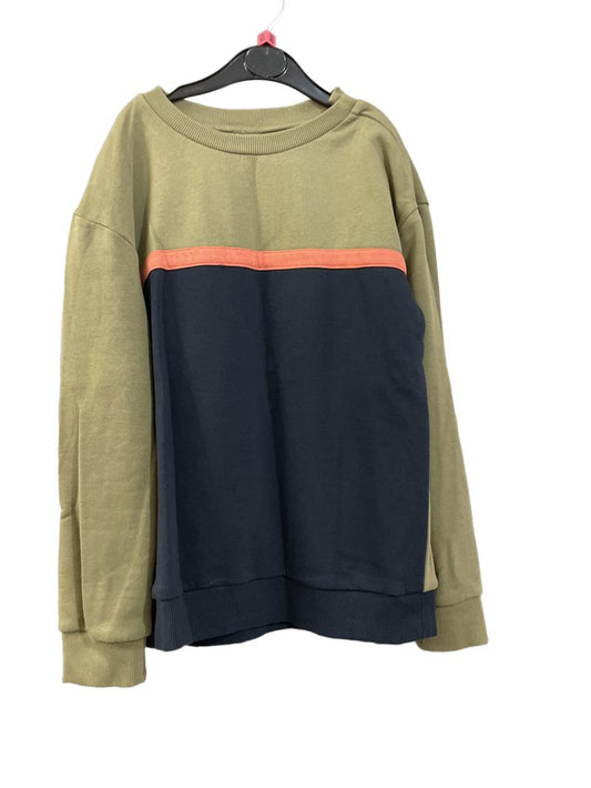 Preloved Marks & Spencer - Top - Olive Orange Black Color Block Sweatshirt (10-11y)