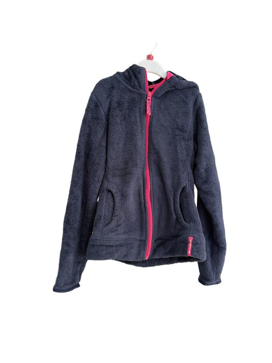 Preloved Quechua - Navy Fluffy Jacket Pink Zip.  (10-11y)