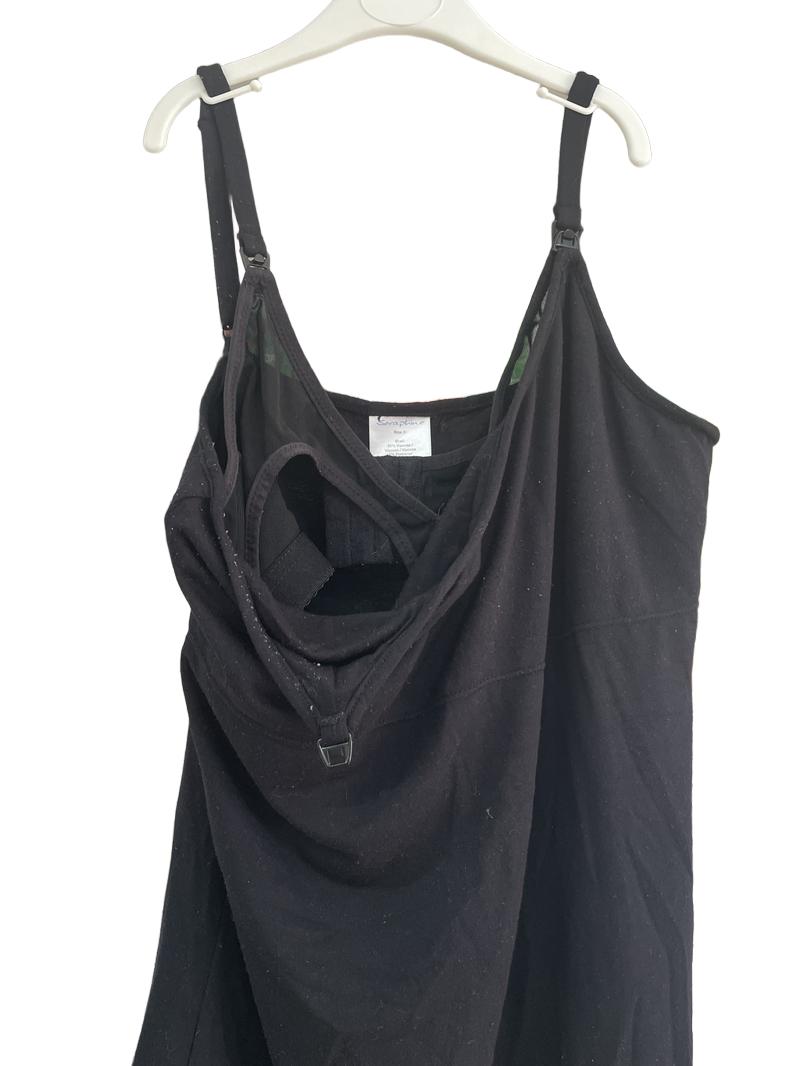 Preloved Seraphine - Black Nursing Thin Strap Vest Top. (Small)