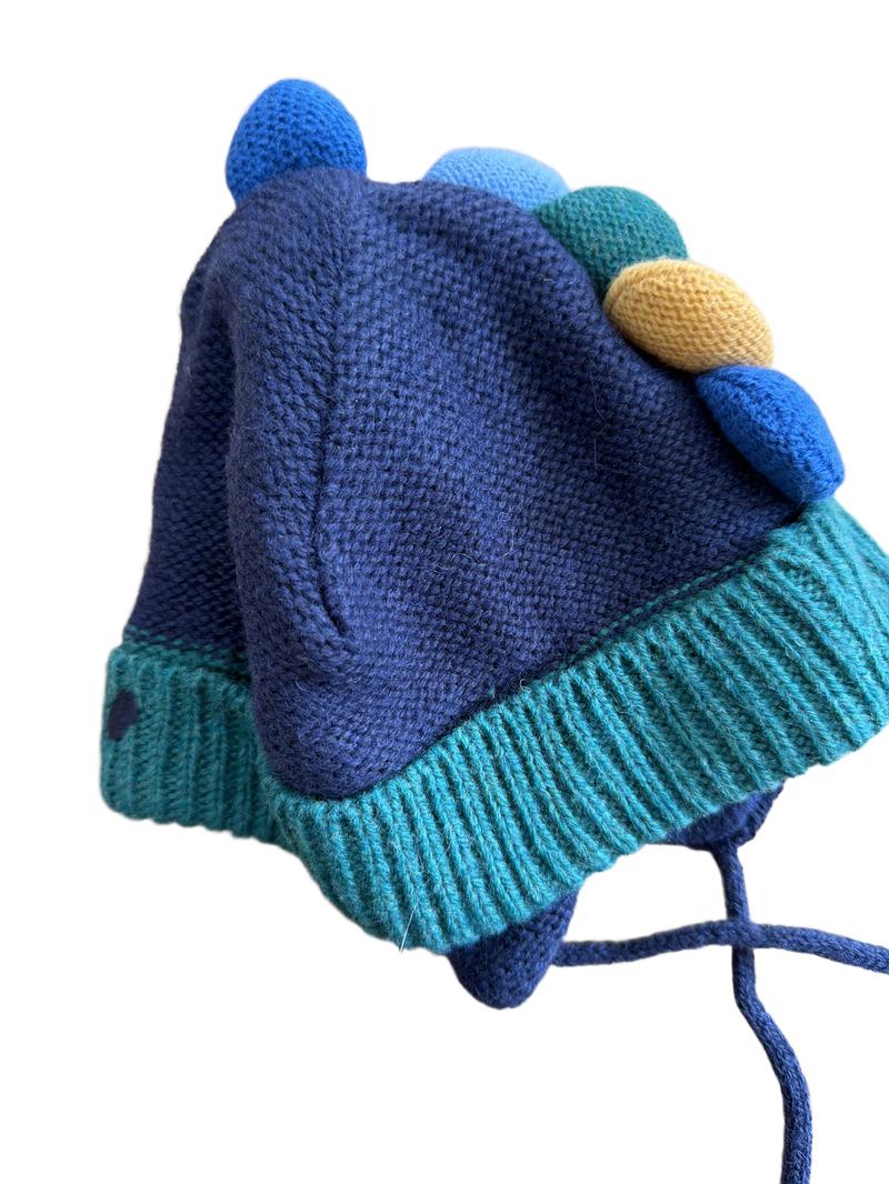 Preloved Jojo Maman Bebe - Navy Multicolour Knit Fleece-lined Monster Hat (0-6m, 6-12m)