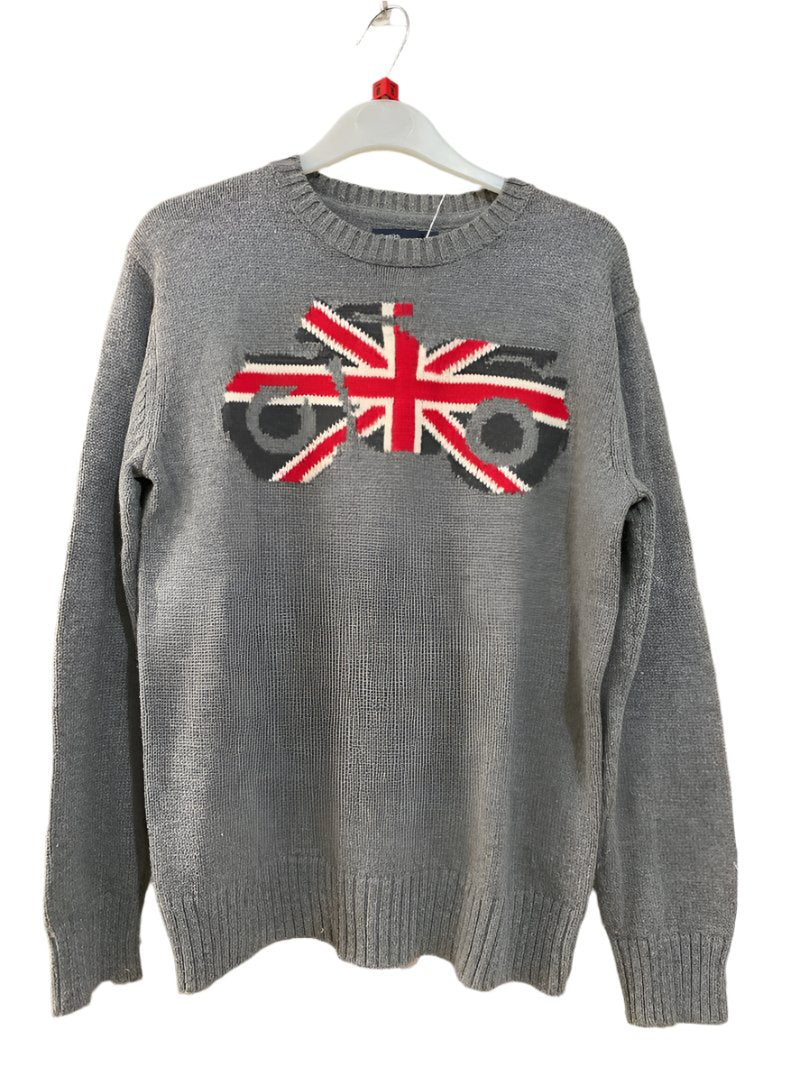 Preloved Gap Kids - Top - Gray Knit Motorbike Flag Jumper (8-9)