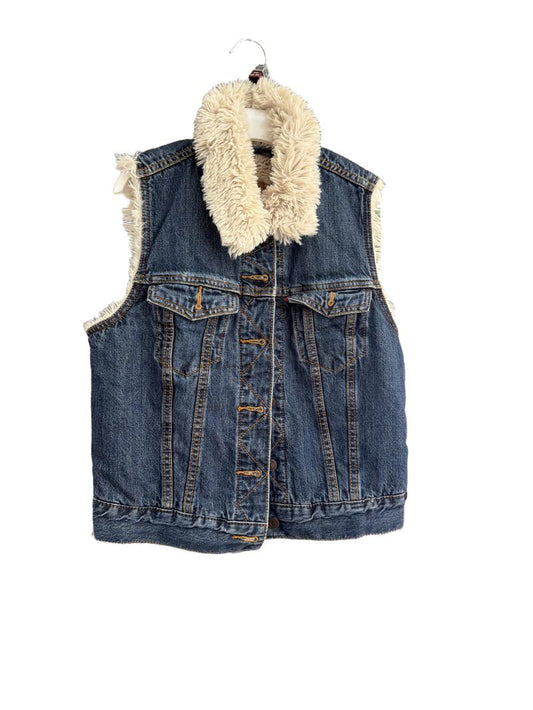 Preloved Levi's - Fur-lined Denim Gilet, Medium, 160/84 CN Size (12-13y, 13-14y)