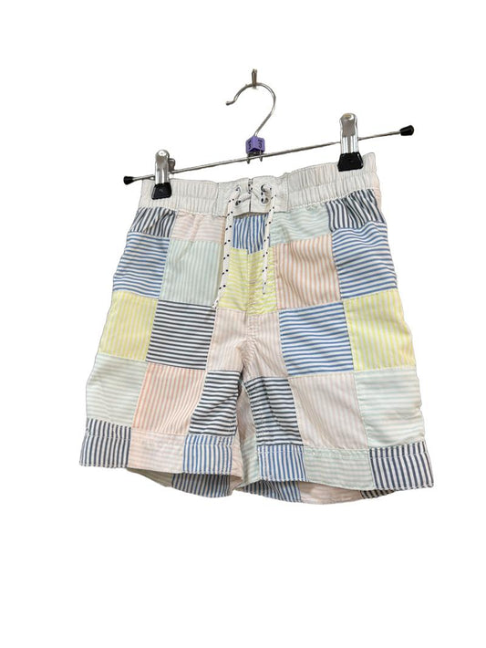 Preloved Gap - Pastel Quilt Square Striped Swim Shorts (3-4y)