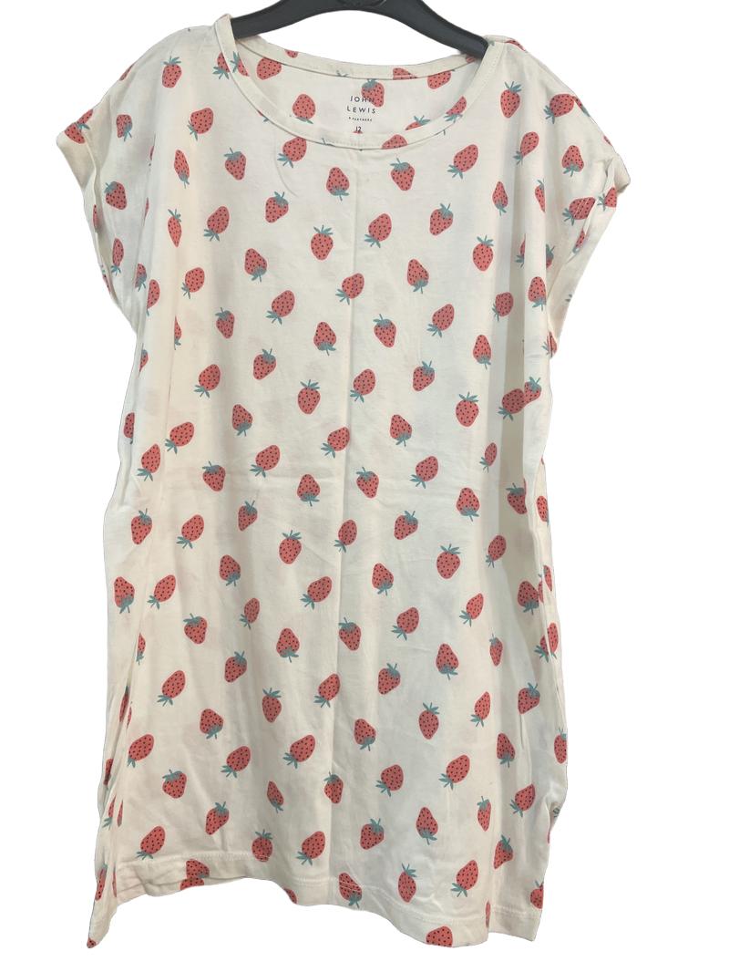 Preloved John Lewis - Cream With Strawberry Print Short-sleeved Top (12-13y)