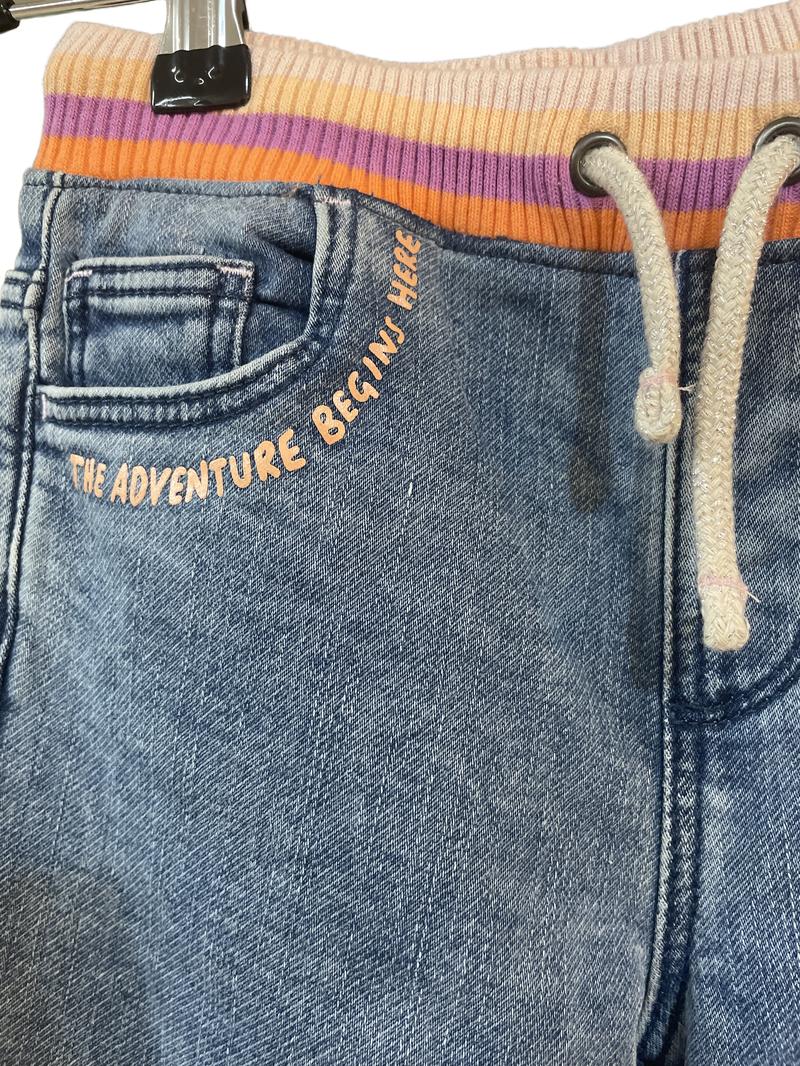 Preloved Marks & Spencer - Blue Jeans With Unicorn Rainbow Embroidery And Rainbow Waist (5-6y)