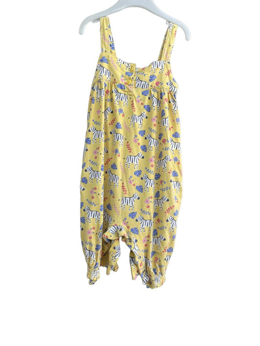 Preloved Jojo Maman Bebe - Yellow Zebra Print Dungarees (12-18m)