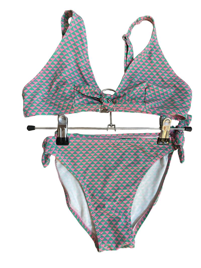 Preloved Tex - Pink Green Two Piece Bikini (11-12y)