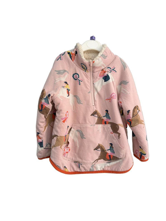 Preloved Mini Boden - Pink Horse Riding Fleece-lined Reversible Jumper (3-4y)