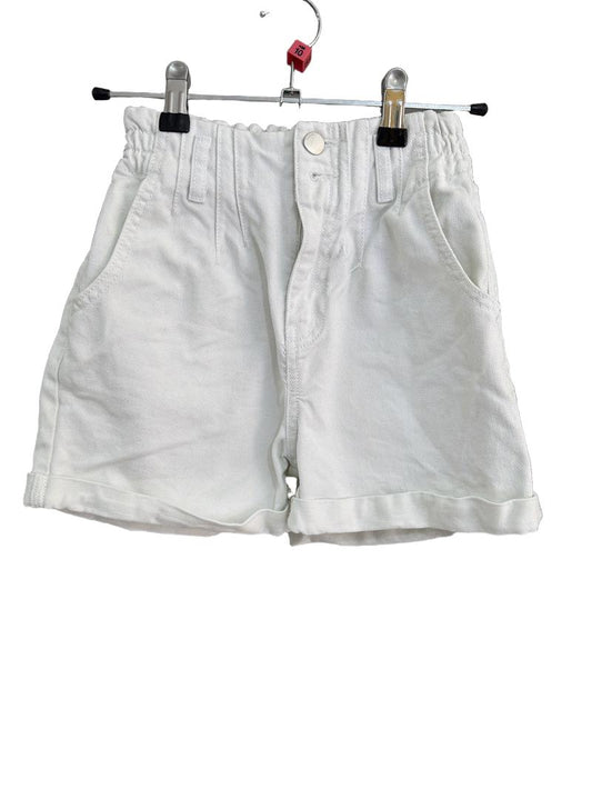 Preloved Zara - White Denim High-waist Shorts (10-11y)