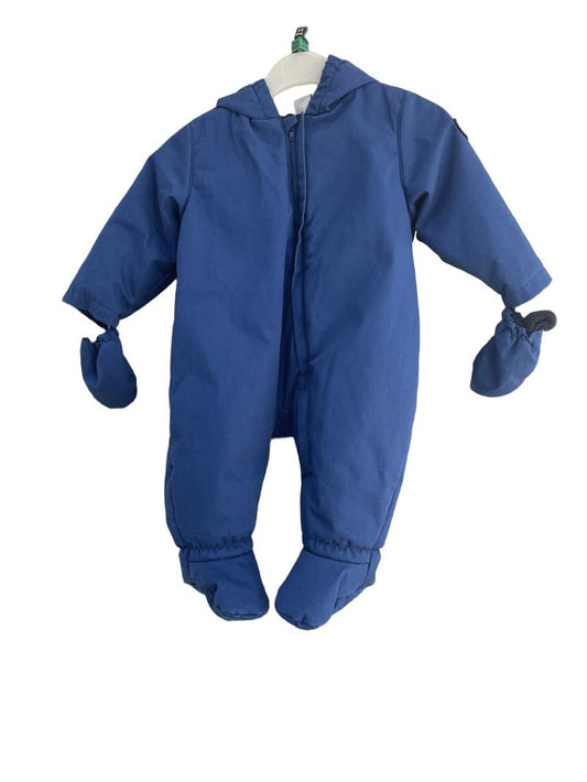 Preloved Petit Bateau - Blue Snow/Pramsuit With Gloves. (3-6m, 6-9m)