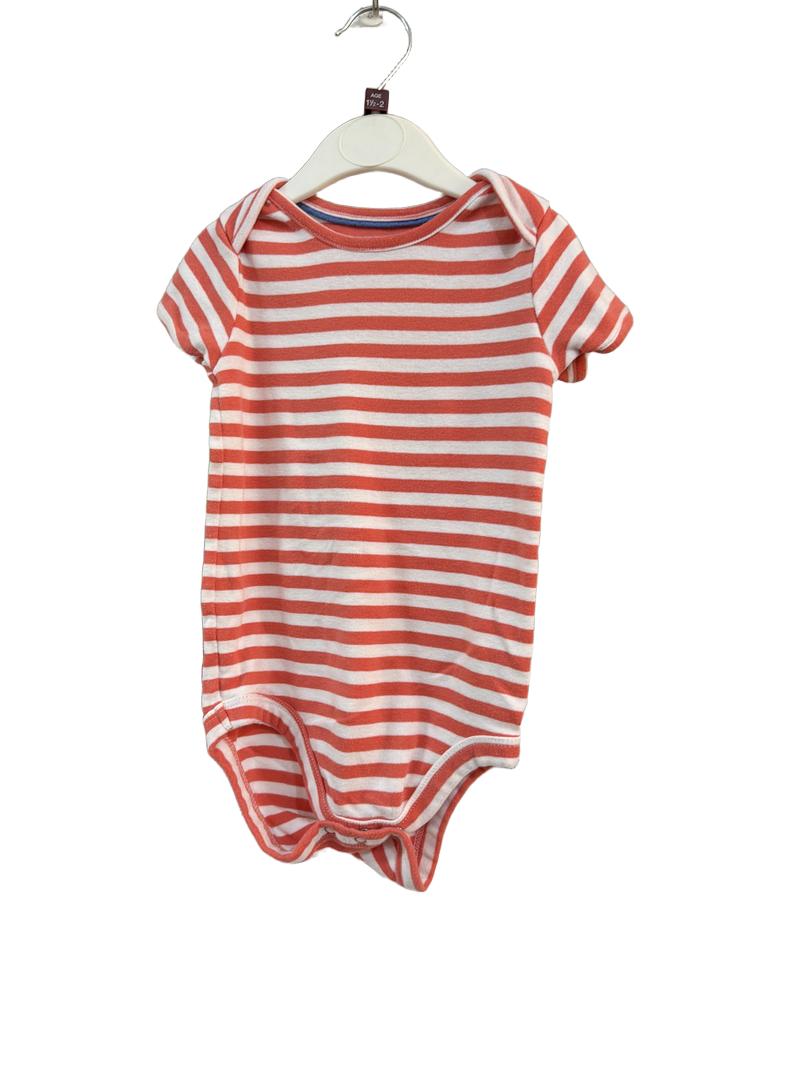Preloved Baby Boden - Orange White Stripe Short-sleeved Bodysuit (18-24m)