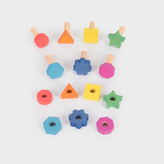 Rainbow Wooden Nuts & Bolts- Pk7 - Wooden toy - Construction