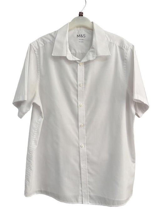 Preloved Marks & Spencer - White Short-sleeved School Uniform Button Up Shirt 2 (13-14y)