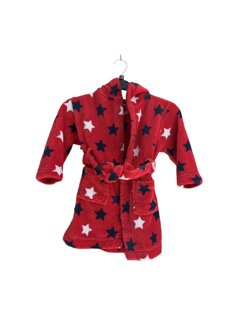 Preloved John Lewis - Red Star Fleece Dressing Gown Robe (2y)