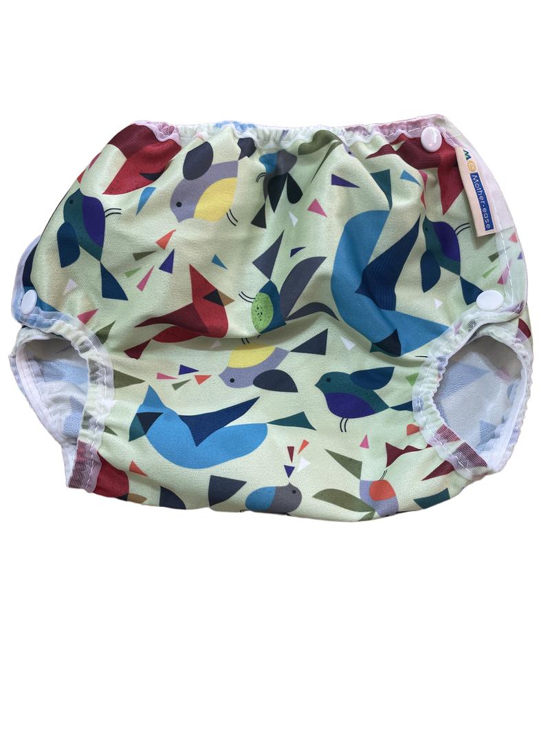 Preloved Mother-ease - Green Bird Print Reusable Nappy Outer Wrap/Cover