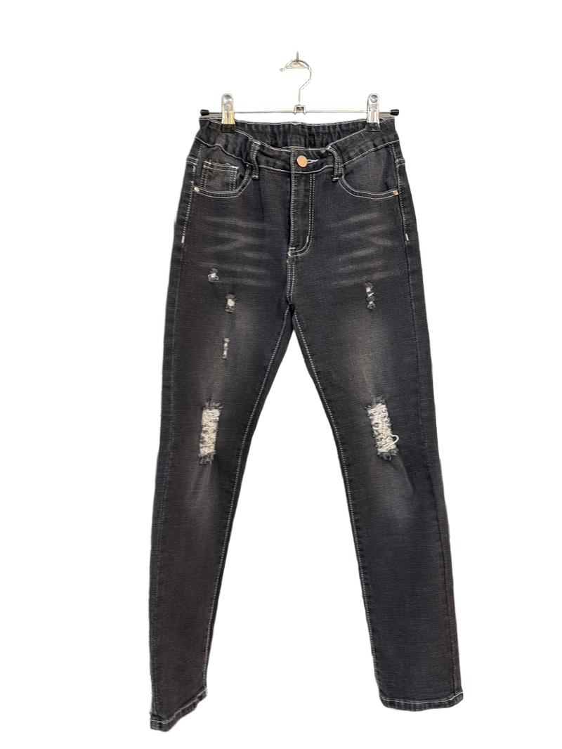 Preloved Unknown Brand - Black Distressed Skinny Jeans (12-13y)
