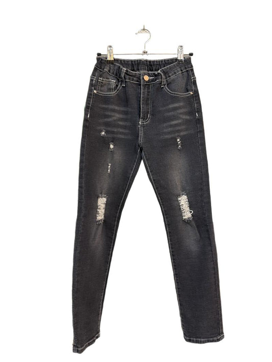 Preloved Unknown Brand - Black Distressed Skinny Jeans (12-13y)