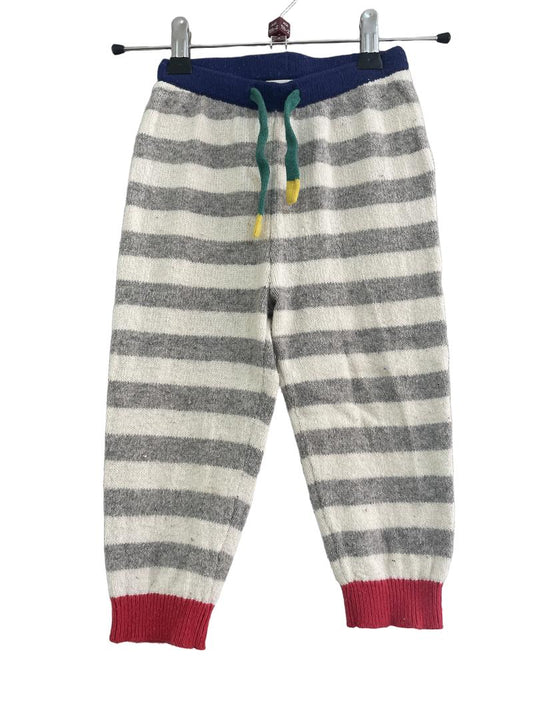 Preloved Baby Boden - Grey And Cream Stripe Knit Trousers With Blue Waistband. (18-24m)