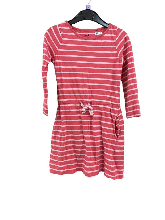 Preloved H&M - Pink Stripe Long-sleeved Jersey Dress (3-4y)