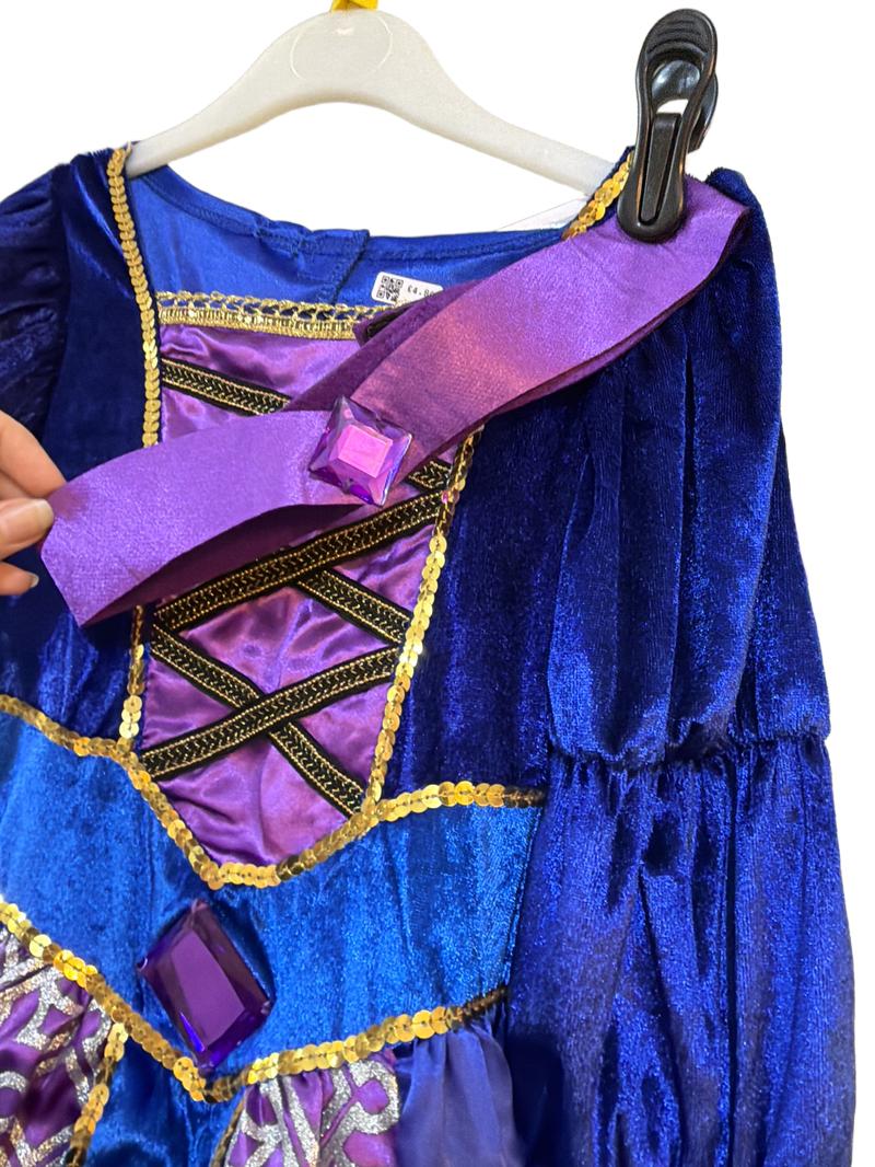 Preloved Amscan Inc - Blue Purple Sequin Velveteen Medieval Princess Queen Costume Dress (6-7y, 7-8y)
