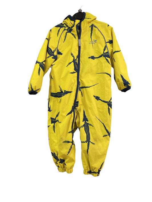 Preloved Muddy Puddles - Yellow Dinosaur Skeleton Puddle Suit (12-18m)
